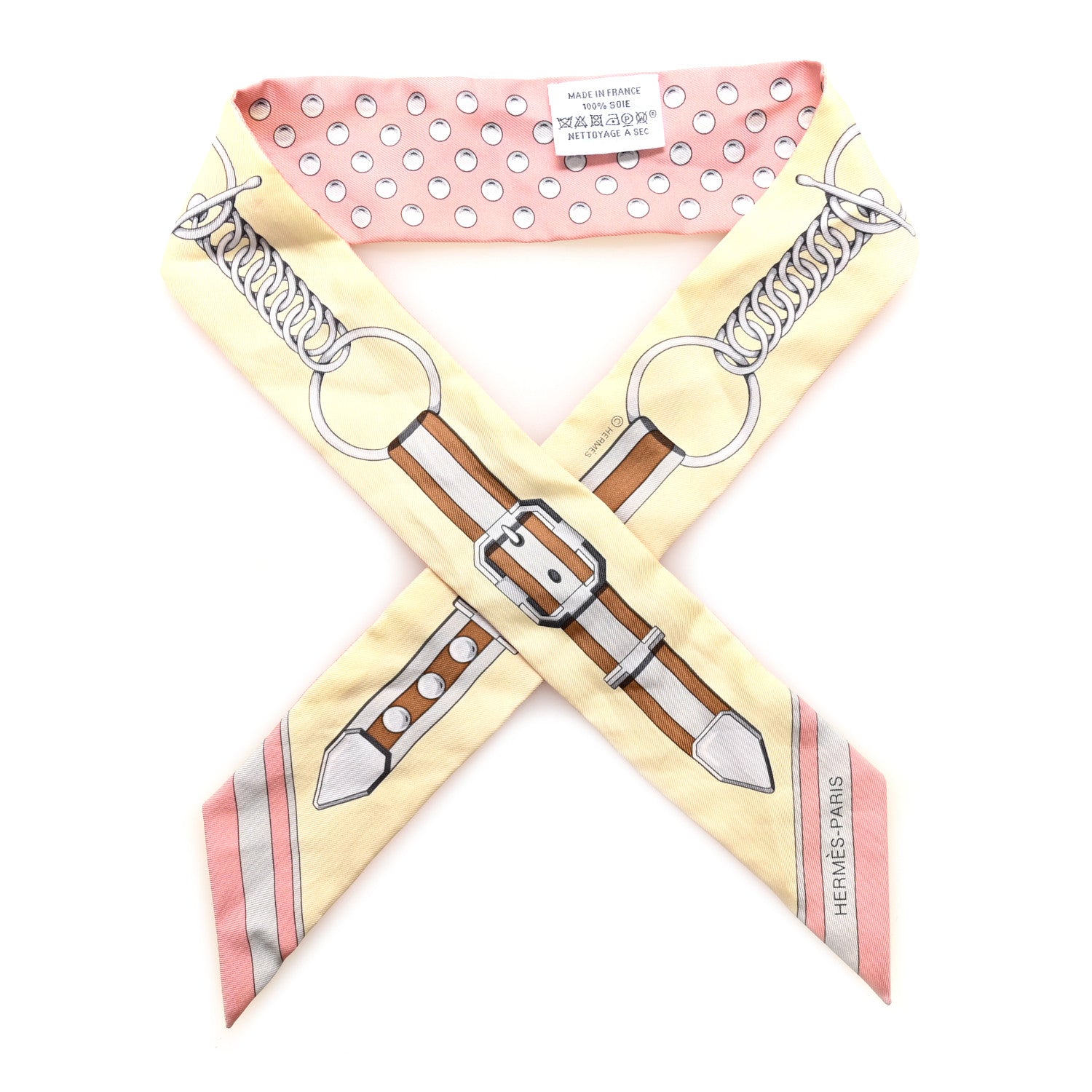 Hermes Silk Grand Tralala Twilly Rose Poudre Jaune 1 of 6