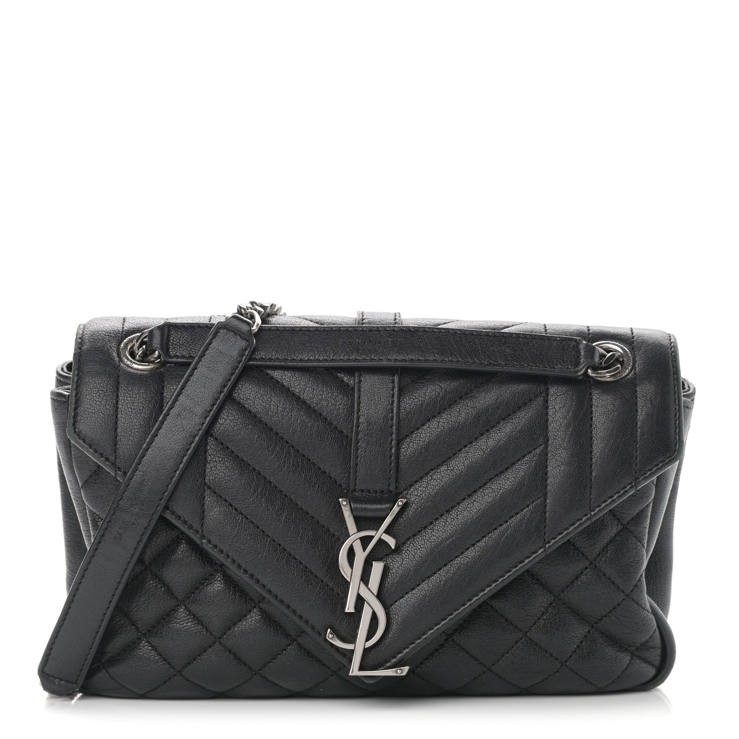 Saint Laurent Sheepskin Tri-Quilt Monogram Medium College Bag Black 1 of 17