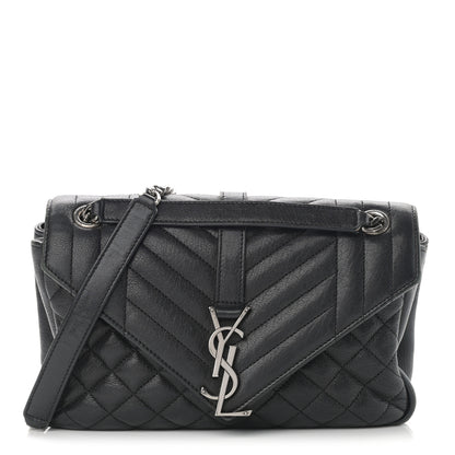 Saint Laurent Sheepskin Tri-Quilt Monogram Medium College Bag Black 1 of 17
