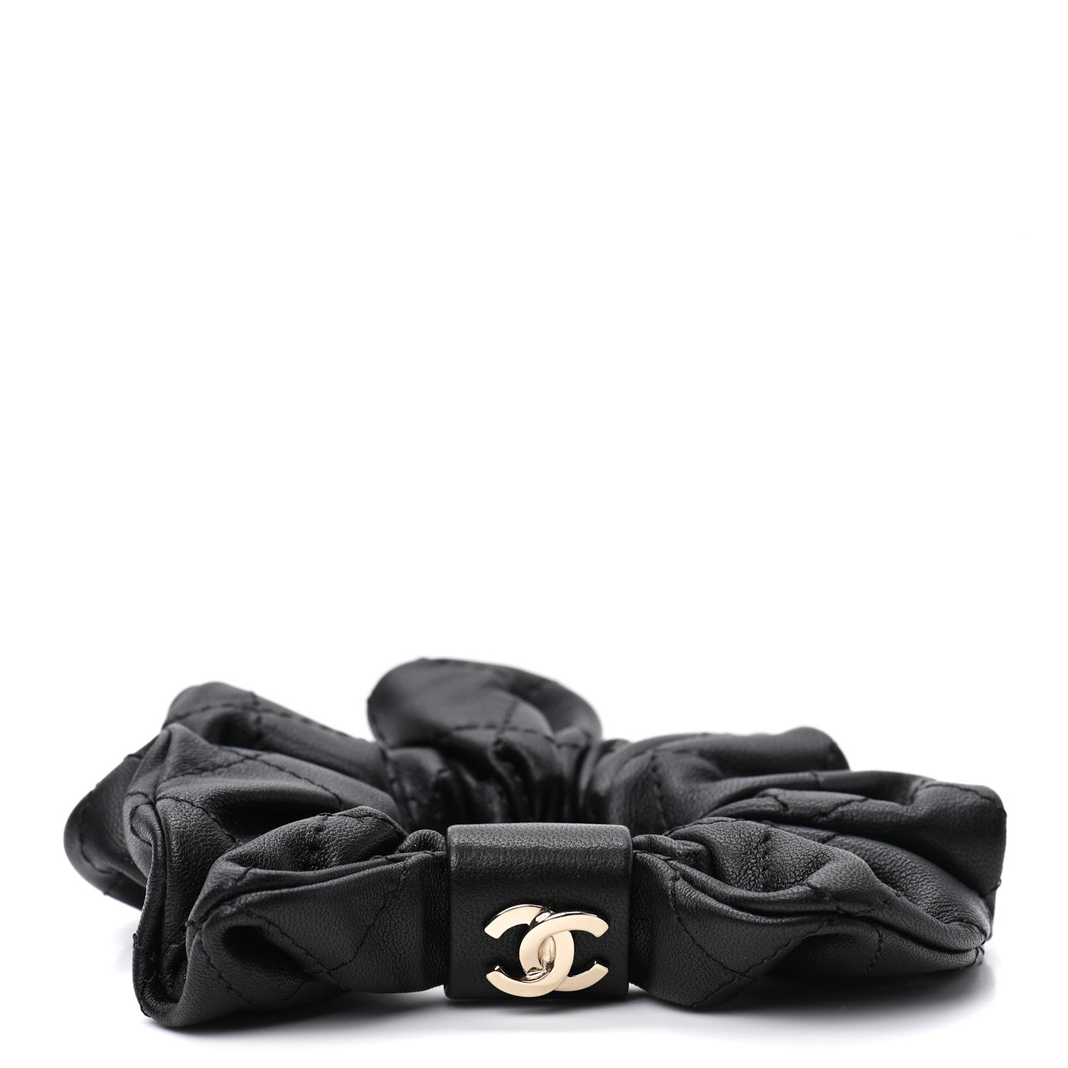 Chanel Lambskin Quilted CC Hair Scrunchie Black 1 of 3