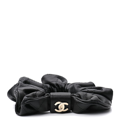 Chanel Lambskin Quilted CC Hair Scrunchie Black 1 of 3