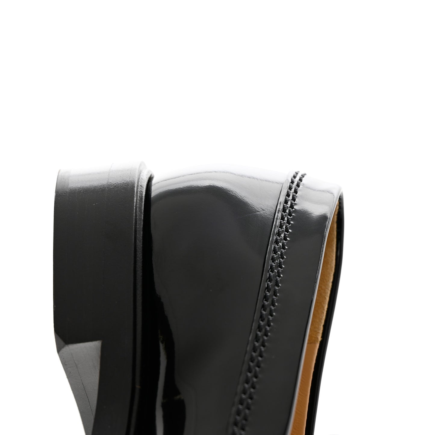 Shiny Calfskin Logo Loafers 39.5 Black