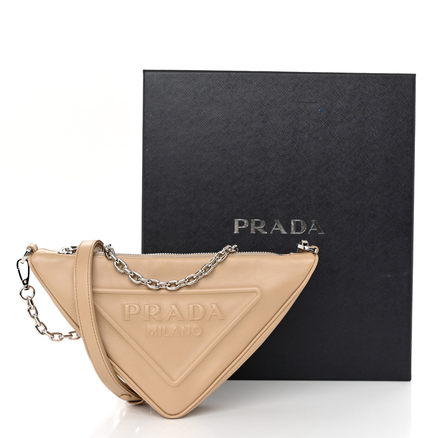 Grace Lux Triangle Logo Embossed Mini Triangle Bag Sabbia