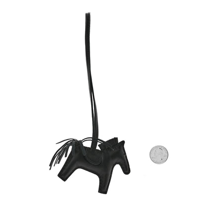 Hermes Milo Lambskin Grigri Rodeo Horse Bag Charm PM So Black 2 of 5