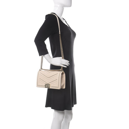 Chanel Crumpled Calfskin Chevron Medium Chain Boy Flap Ivory 2 of 11