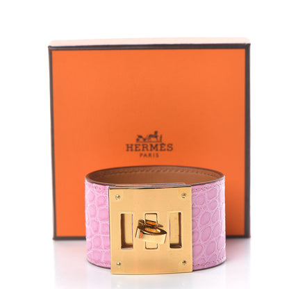 Hermes Matte Alligator Kelly Dog Bracelet T2 5P Pink 6 of 6