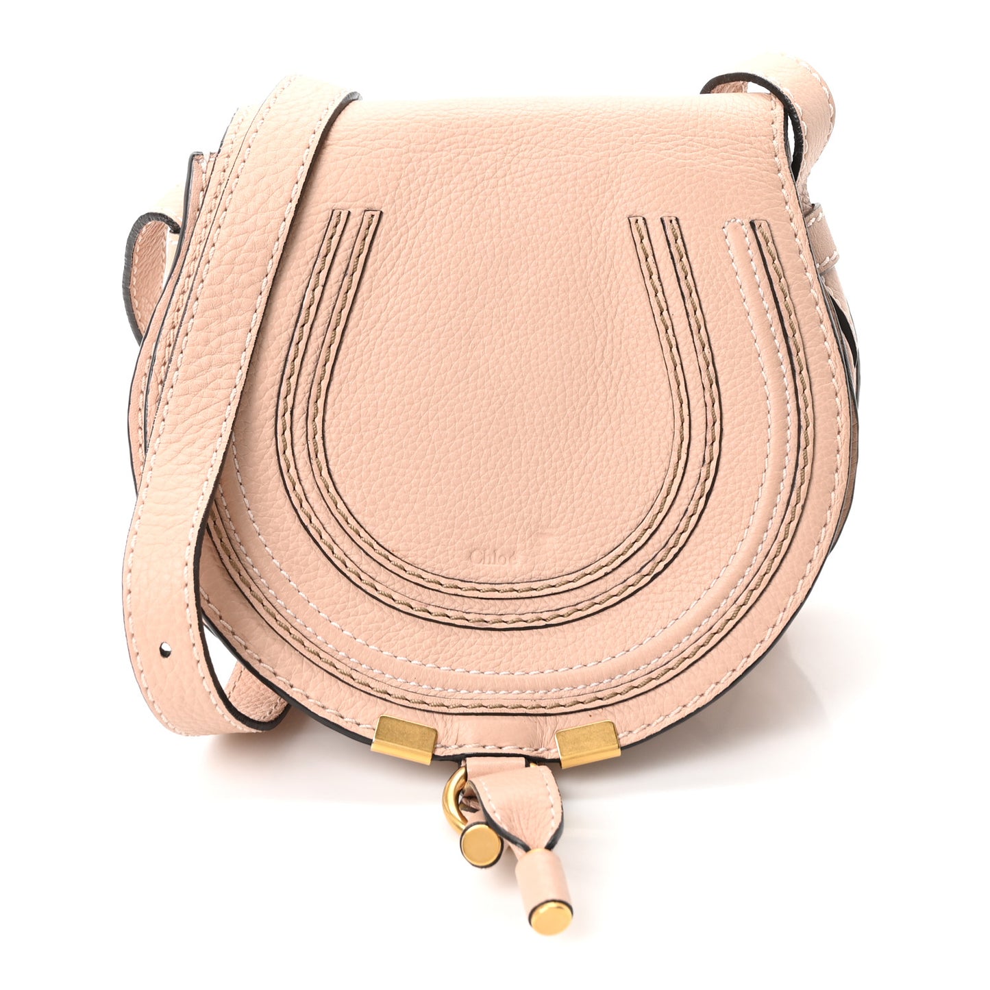 Grained Calfskin Small Marcie Saddle Bag Anemone Pink