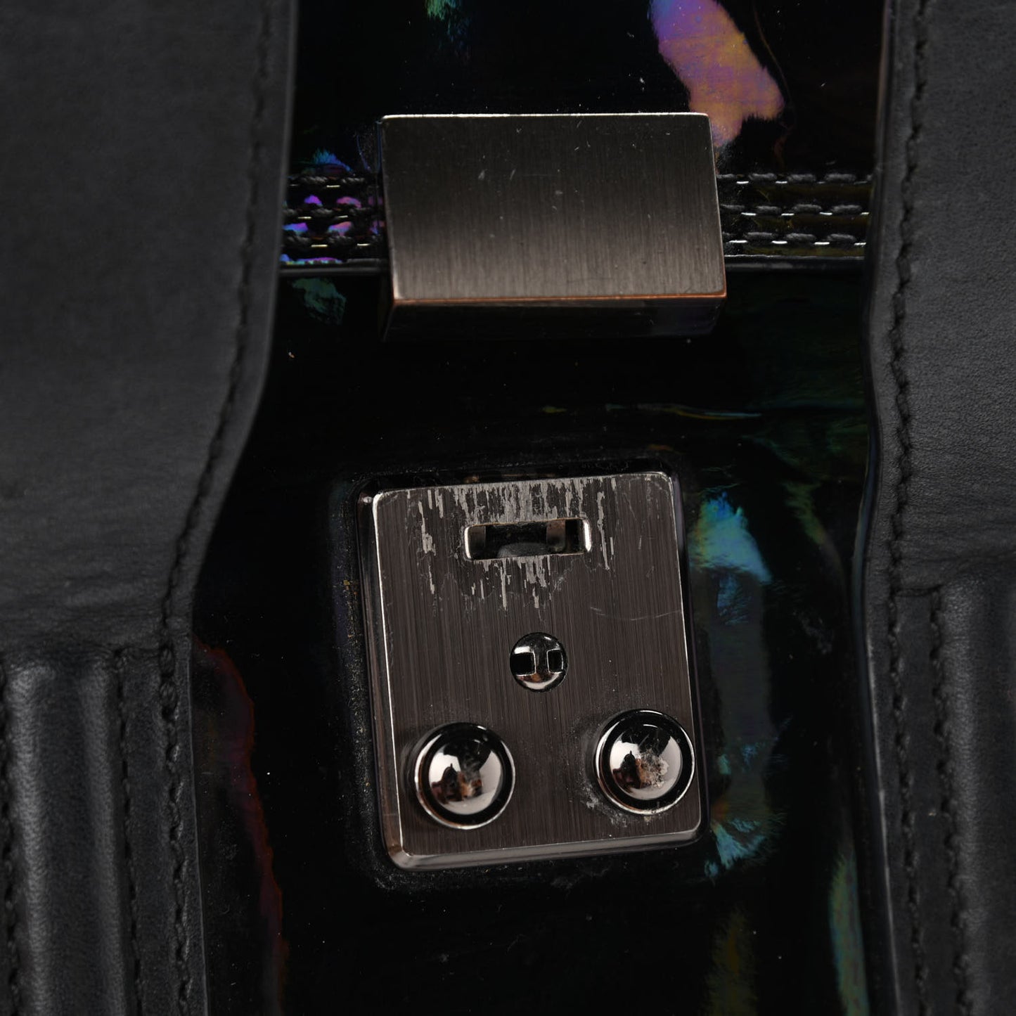 Oil Slick Patent Mini Pashli Satchel Black