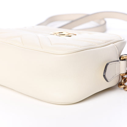 Gucci Calfskin Matelasse Mini GG Marmont Chain Shoulder Bag White 6 of 11