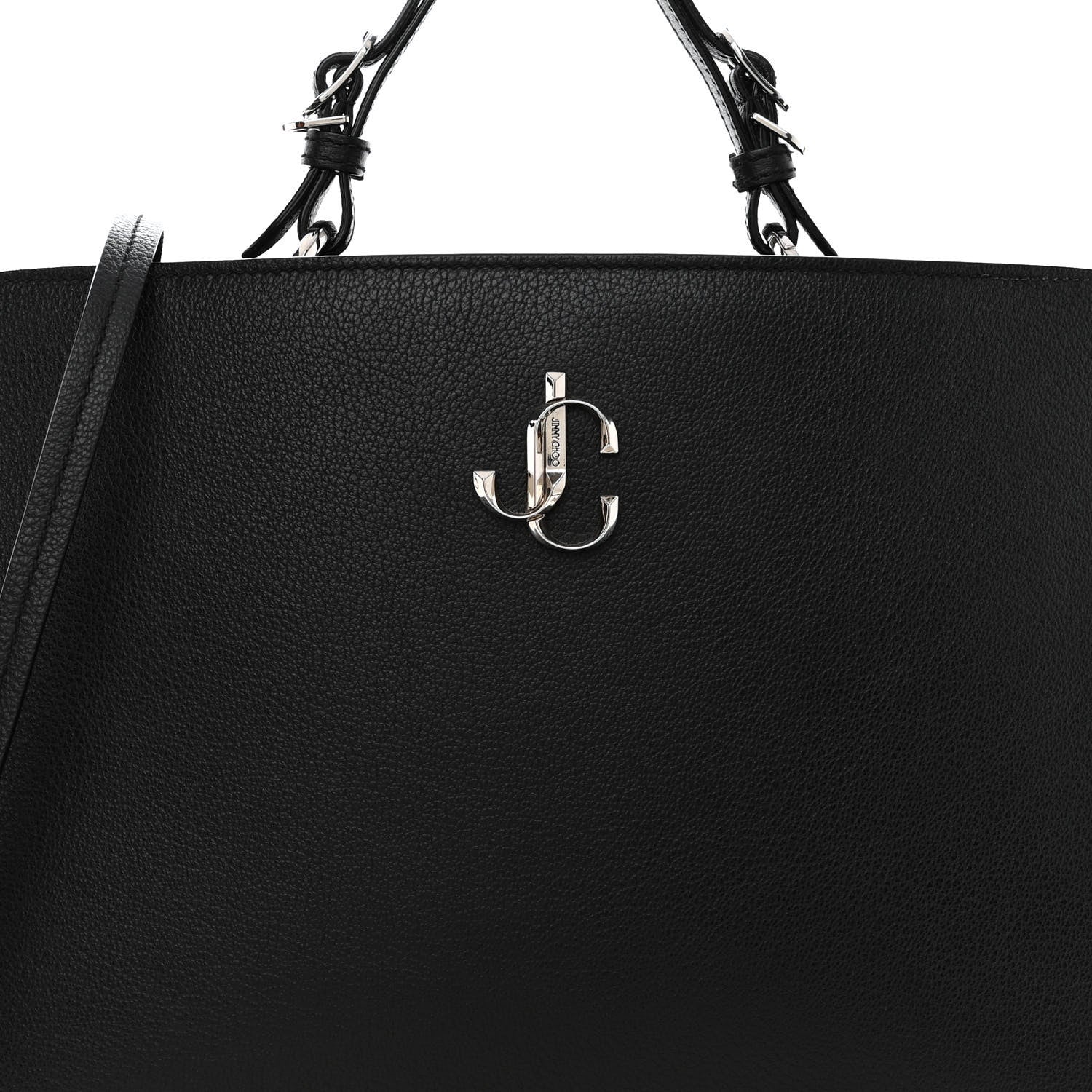 Jimmy Choo Calfskin Large Varenne Logo Top Handle Satchel Black 5 of 11