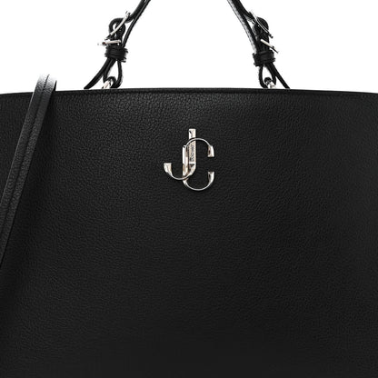 Jimmy Choo Calfskin Large Varenne Logo Top Handle Satchel Black 5 of 11