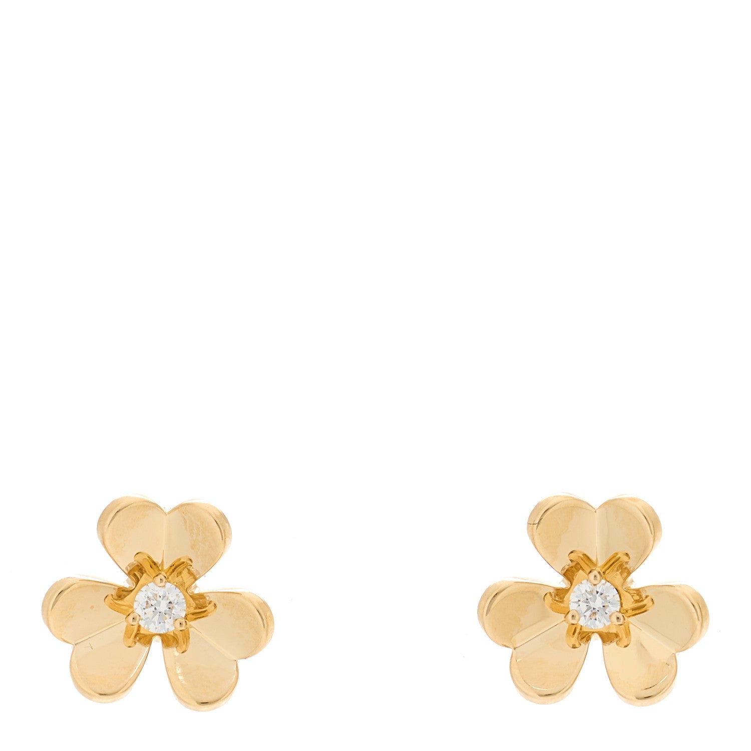 Van Cleef & Arpels 18K Yellow Gold Diamond Mini Frivole Earrings 1 of 4