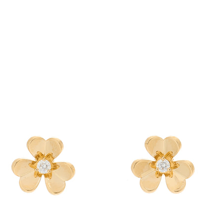 Van Cleef & Arpels 18K Yellow Gold Diamond Mini Frivole Earrings 1 of 4
