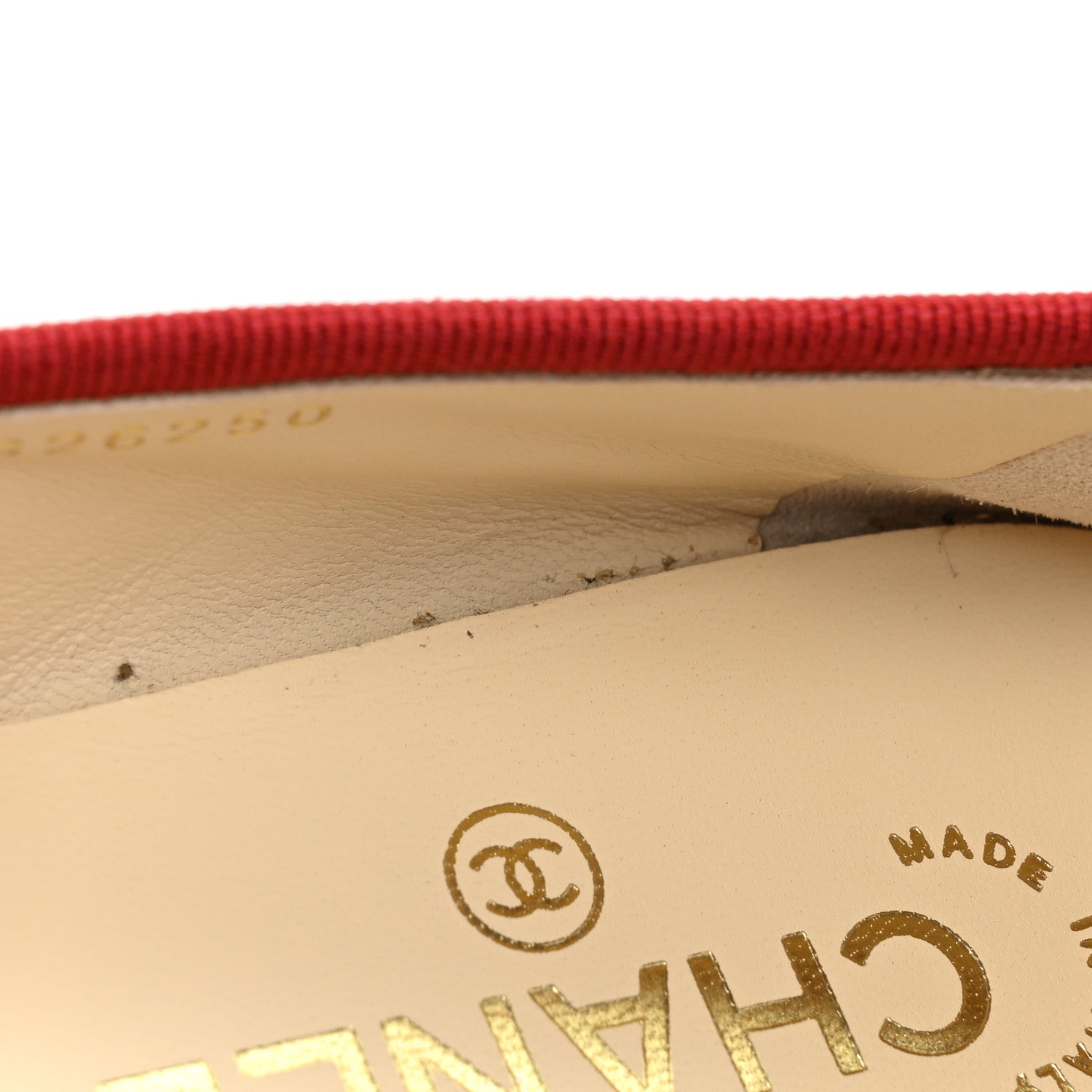 Chanel Aged Calfskin Quilted CC Cap Toe Ballerina Flats 37.5 Red 11 of 11