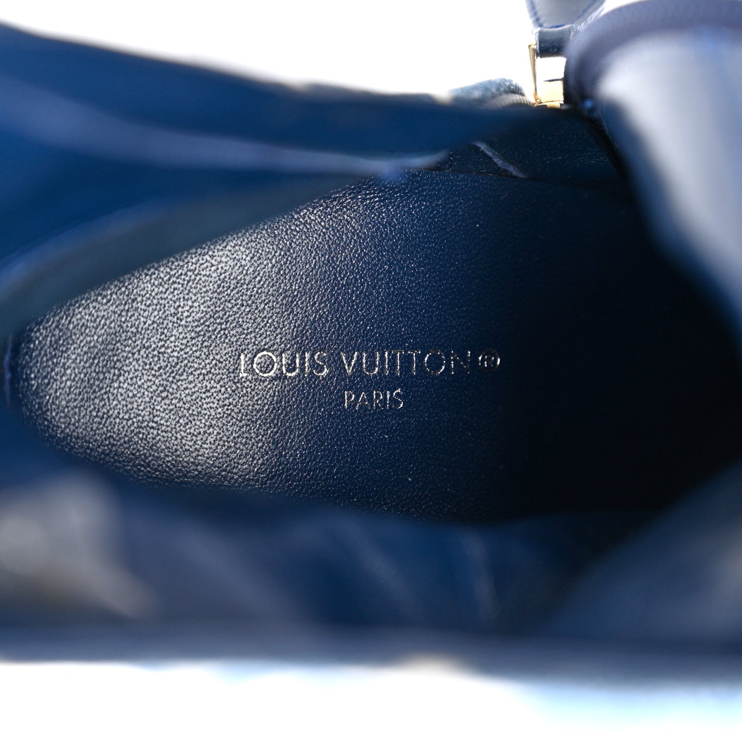 Denim Monogram Silhouette Ankle Boots 37 Navy Blue