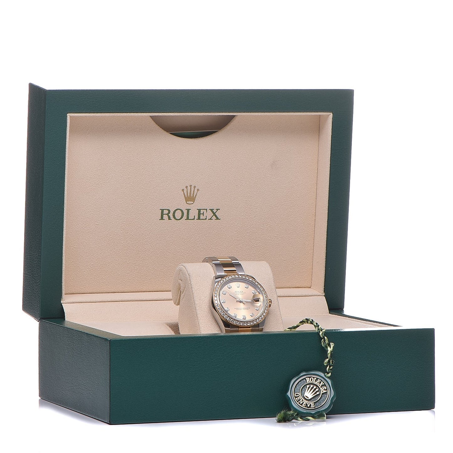 Stainless Steel 18K Yellow Gold Diamond Bezel 31mm Oyster Perpetual DateJust Watch Champagne