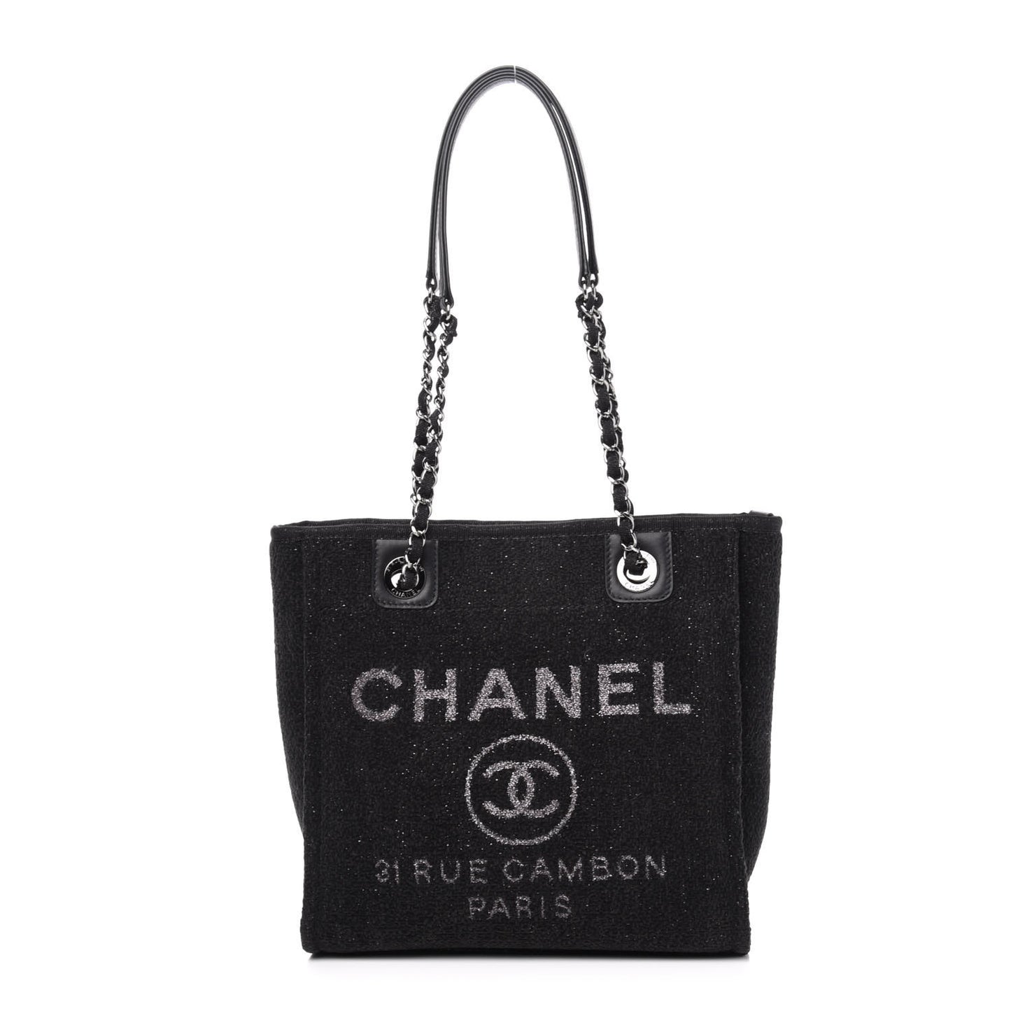 Lurex Boucle Mini Deauville Tote Black