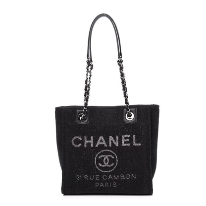 Chanel Lurex Boucle Mini Deauville Tote Black 1 of 10
