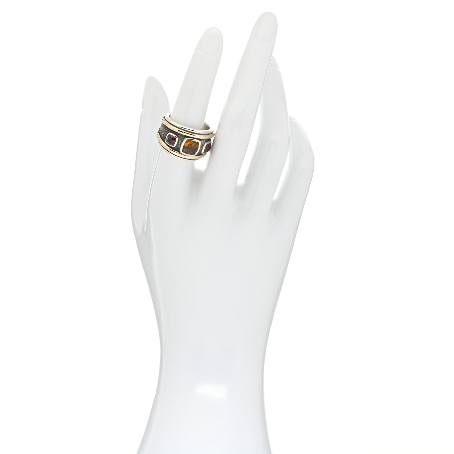 Sterling Silver 14K Yellow Gold Citrine Rhodolite Garnet 15mm Renaissance Ring 54 7