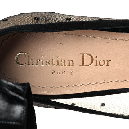 Christian Dior Suede Calfskin Plumetis Lovely-D Ankle Wrap Pumps 39.5 Black 7 of 8