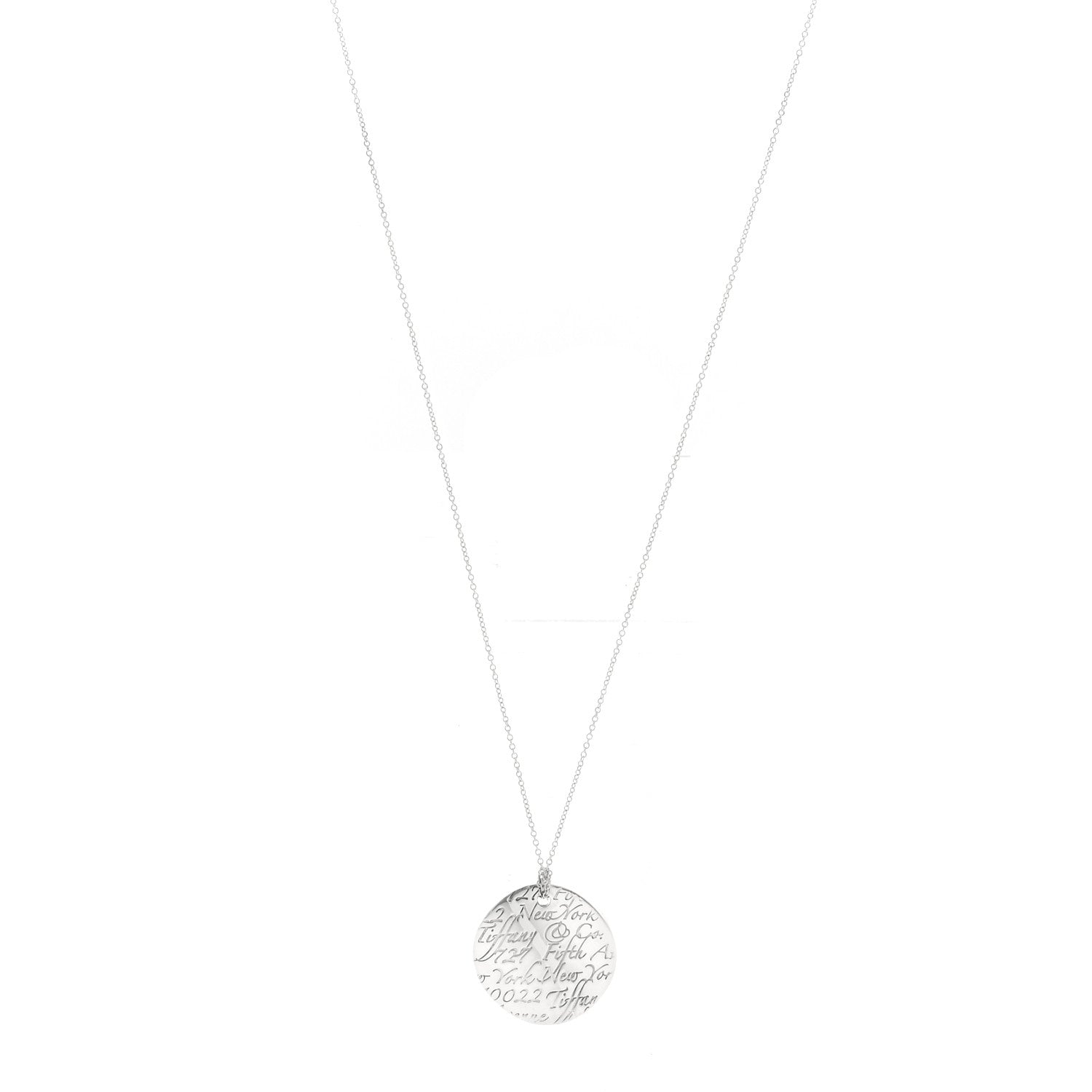 Tiffany Sterling Silver Notes Round Pendant Necklace 1 of 5