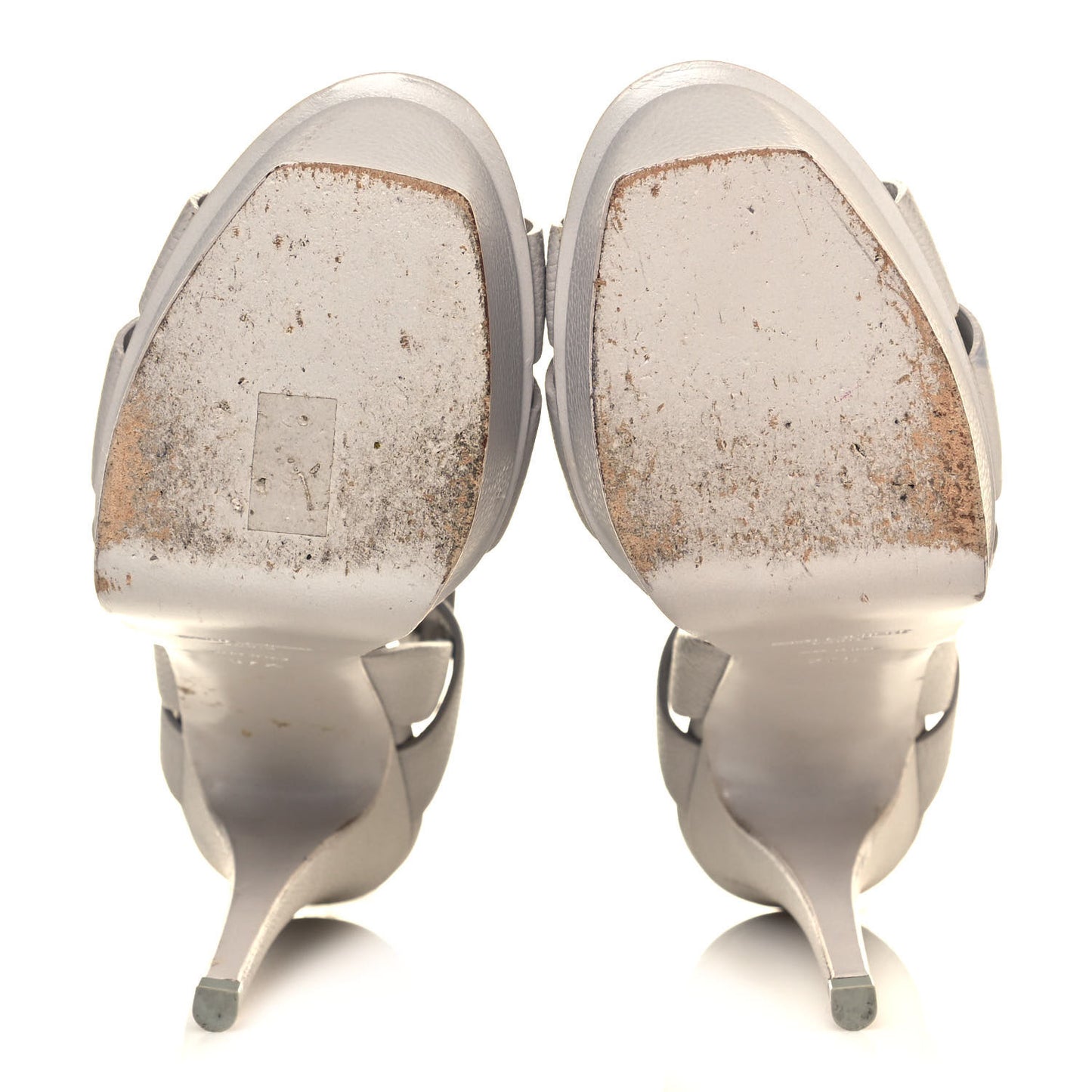 Textured Calfskin Tribute 105 Platform Sandals 37.5 Gris Perle
