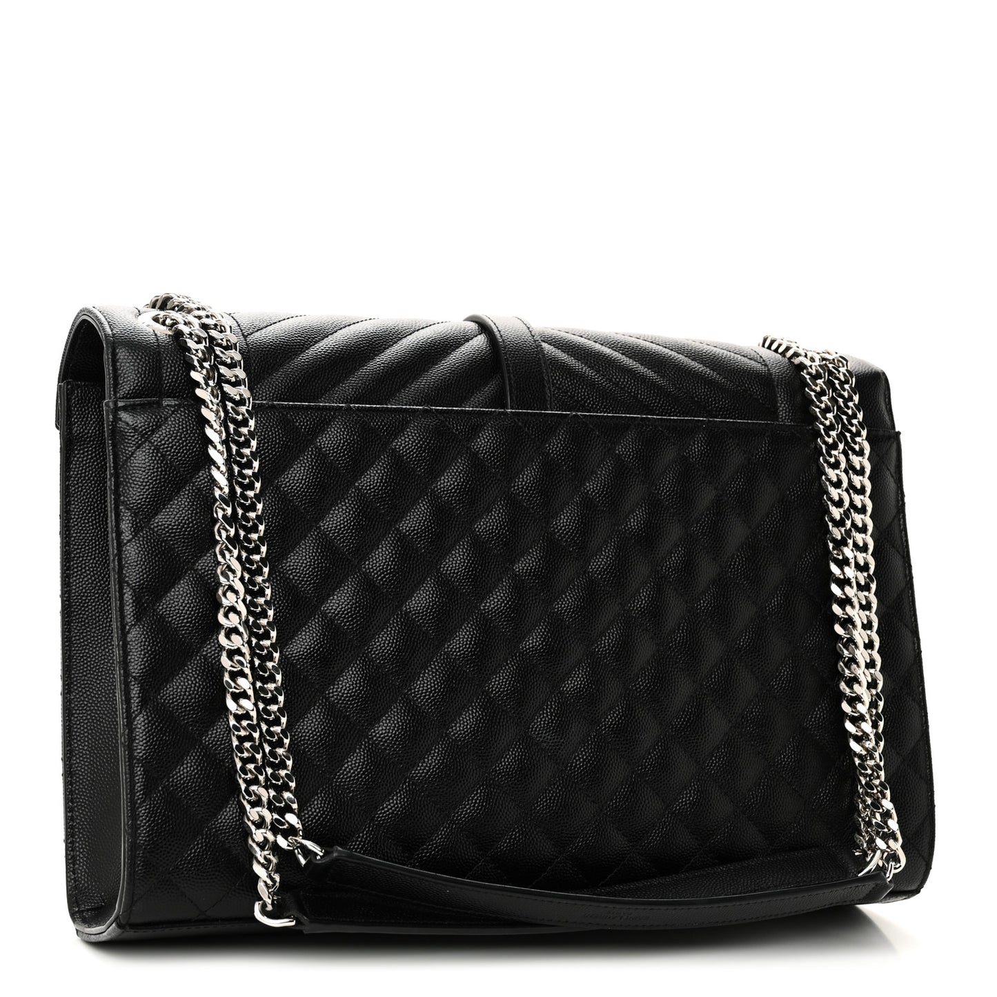 Grain De Poudre Textured Mixed Matelasse Large Triquilt Monogram Satchel Black