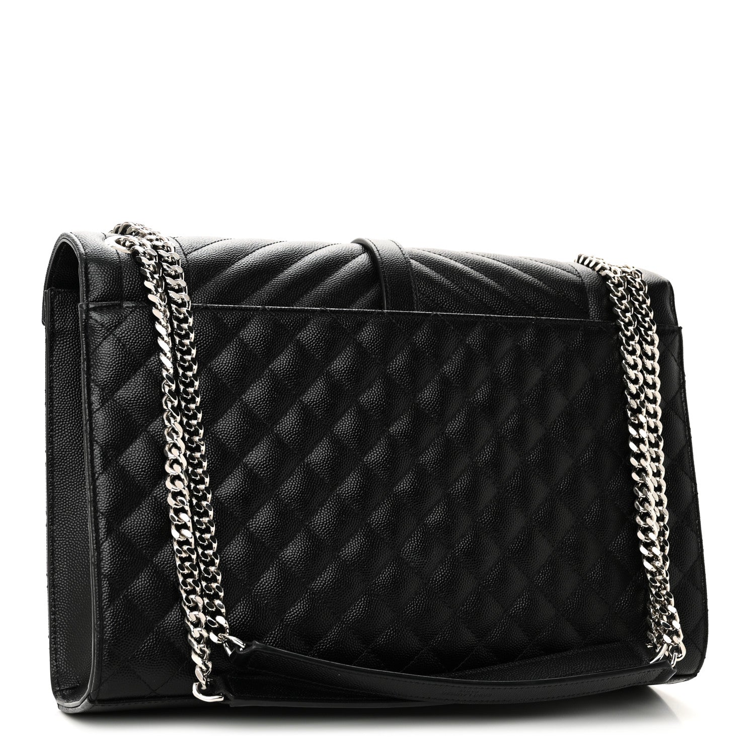 Saint Laurent Grain De Poudre Textured Mixed Matelasse Large Triquilt Monogram Satchel Black 3 of 10