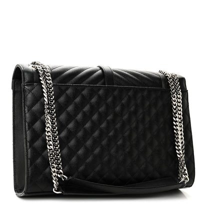 Saint Laurent Grain De Poudre Textured Mixed Matelasse Large Triquilt Monogram Satchel Black 3 of 10