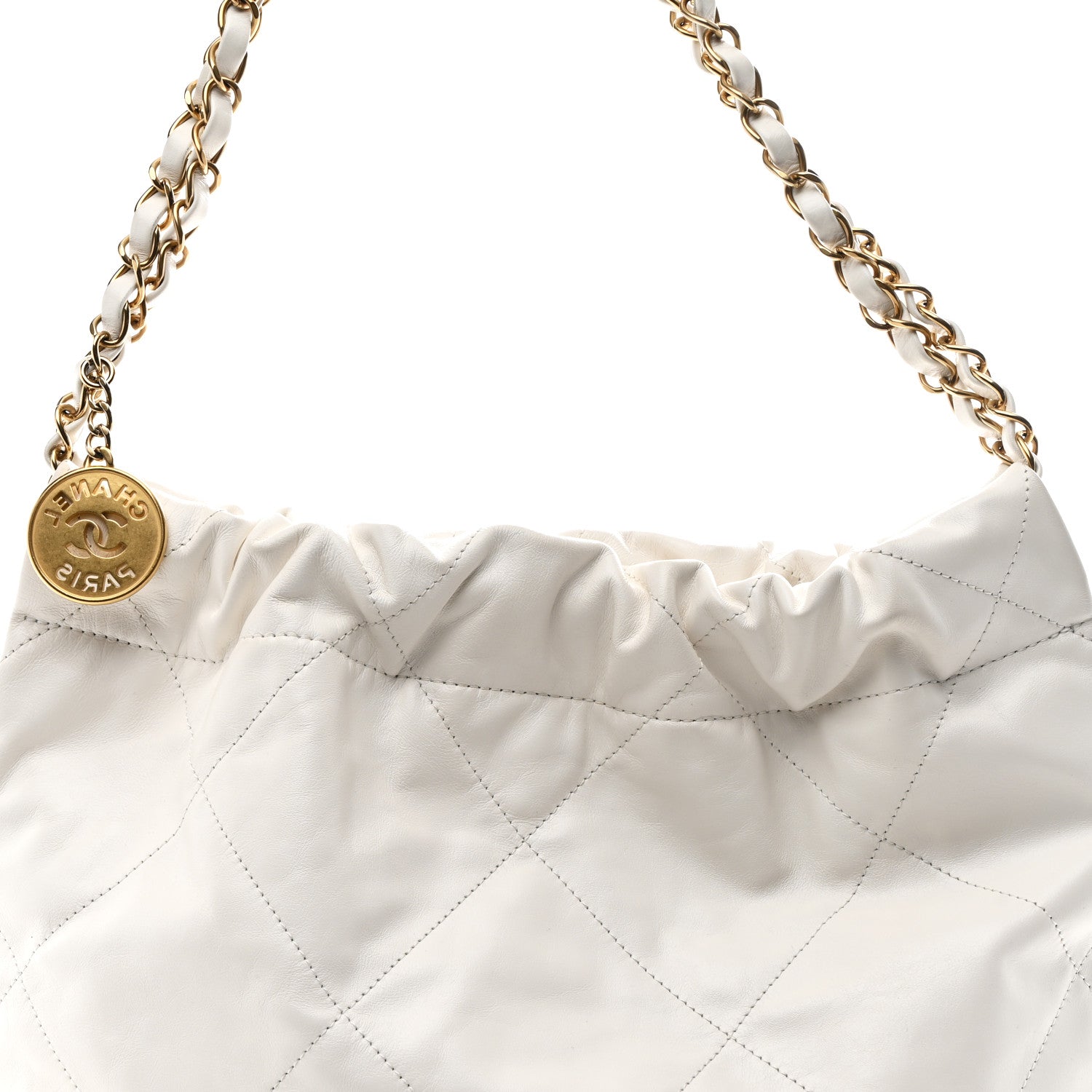 Chanel Shiny Calfskin Quilted Small Chanel 22 White 8 of 10