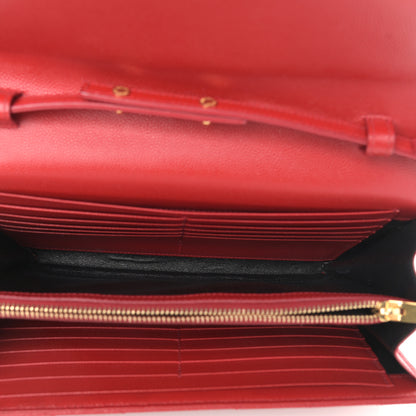 Saint Laurent Grain De Poudre Matelasse Chevron Monogram Chain Wallet Red 5 of 12