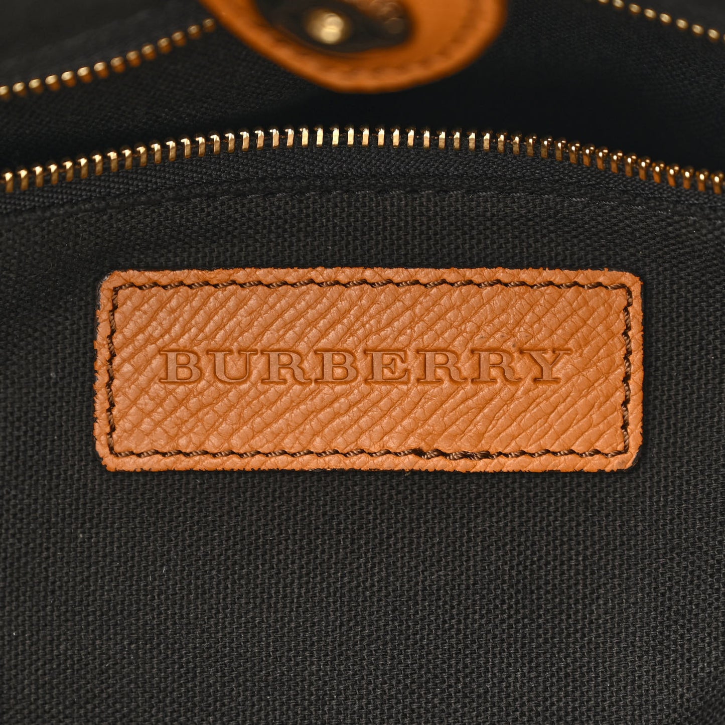 Grainy Calfskin House Check Medium Banner Tote Cognac