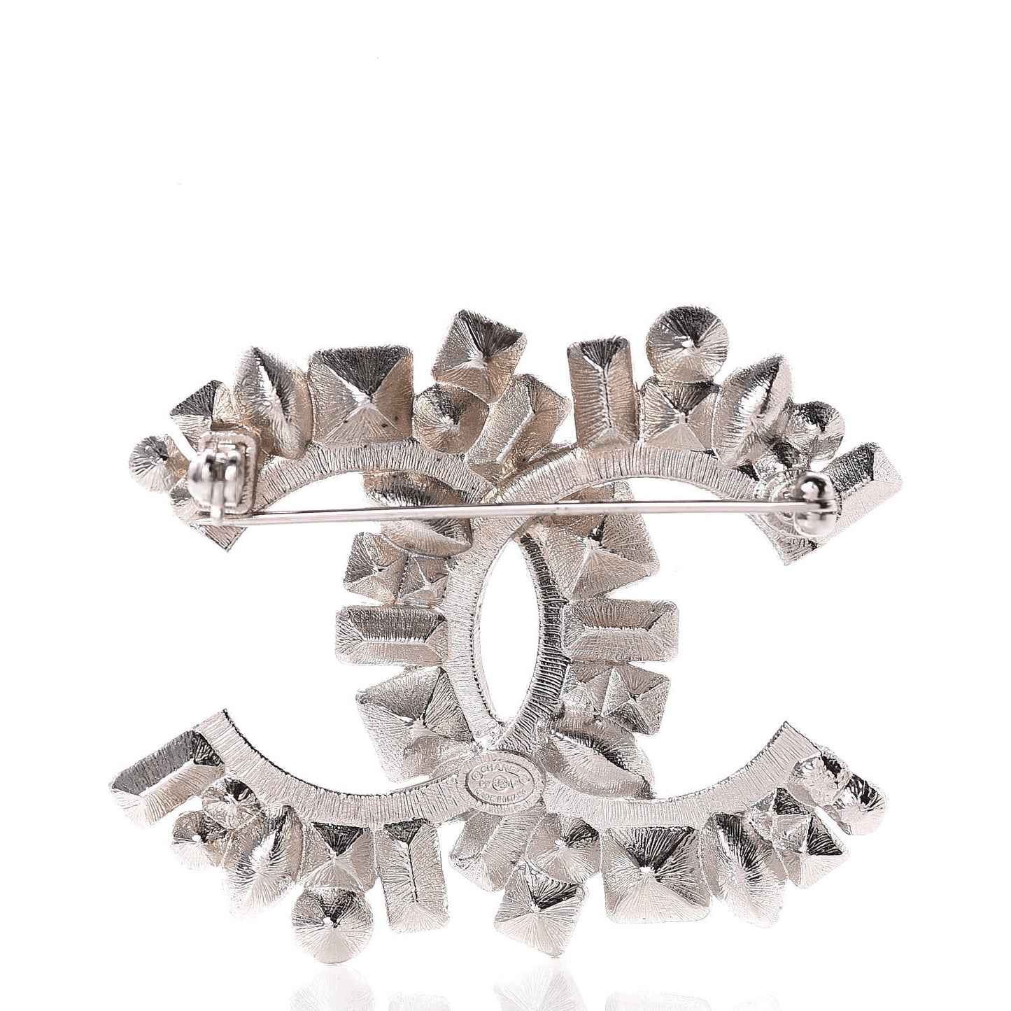 Baguette Crystal CC Brooch Silver Black
