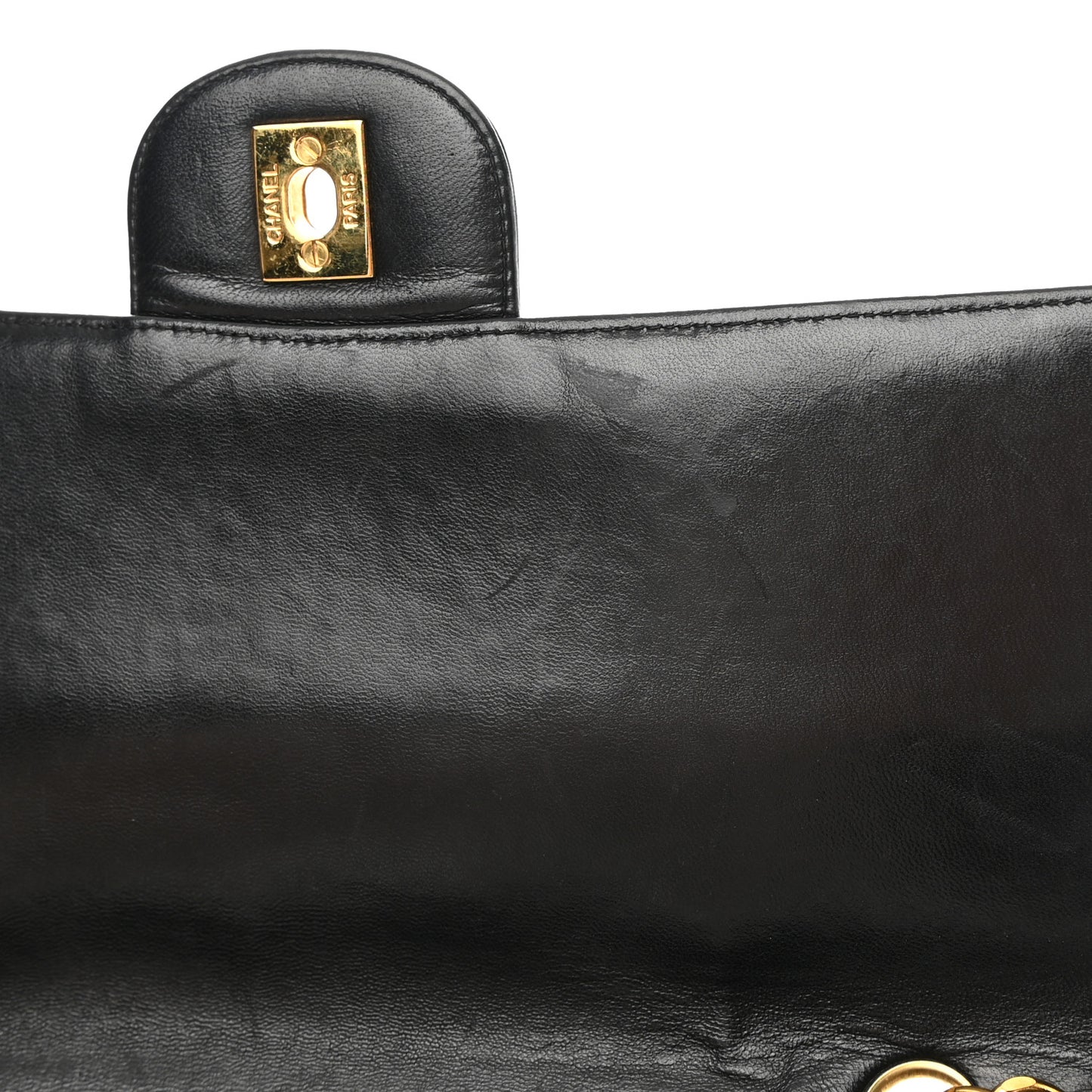 Lambskin Quilted Jumbo Single Flap Black