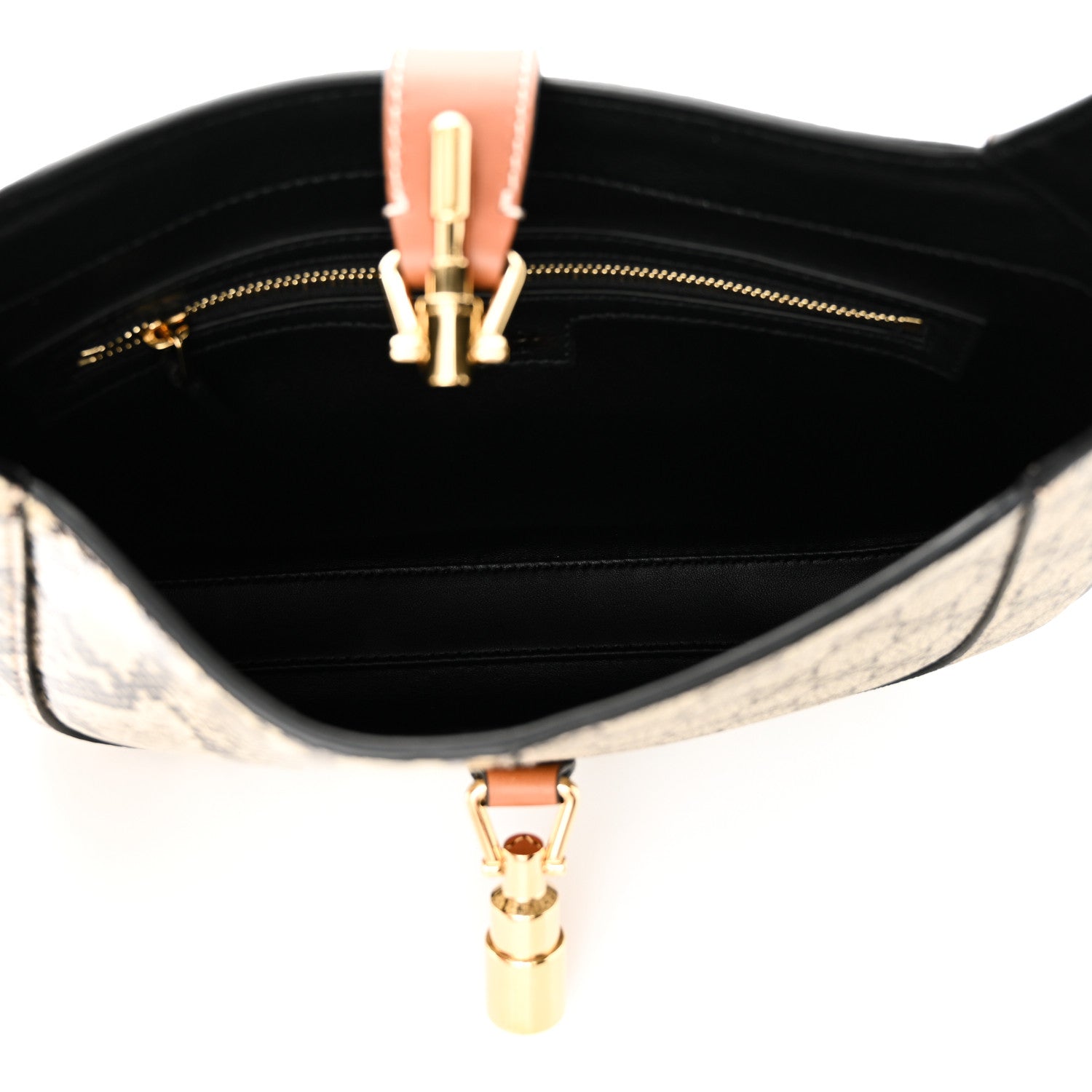 Gucci GG Supreme Monogram Snakeskin Small Jackie 1961 Hobo Beige