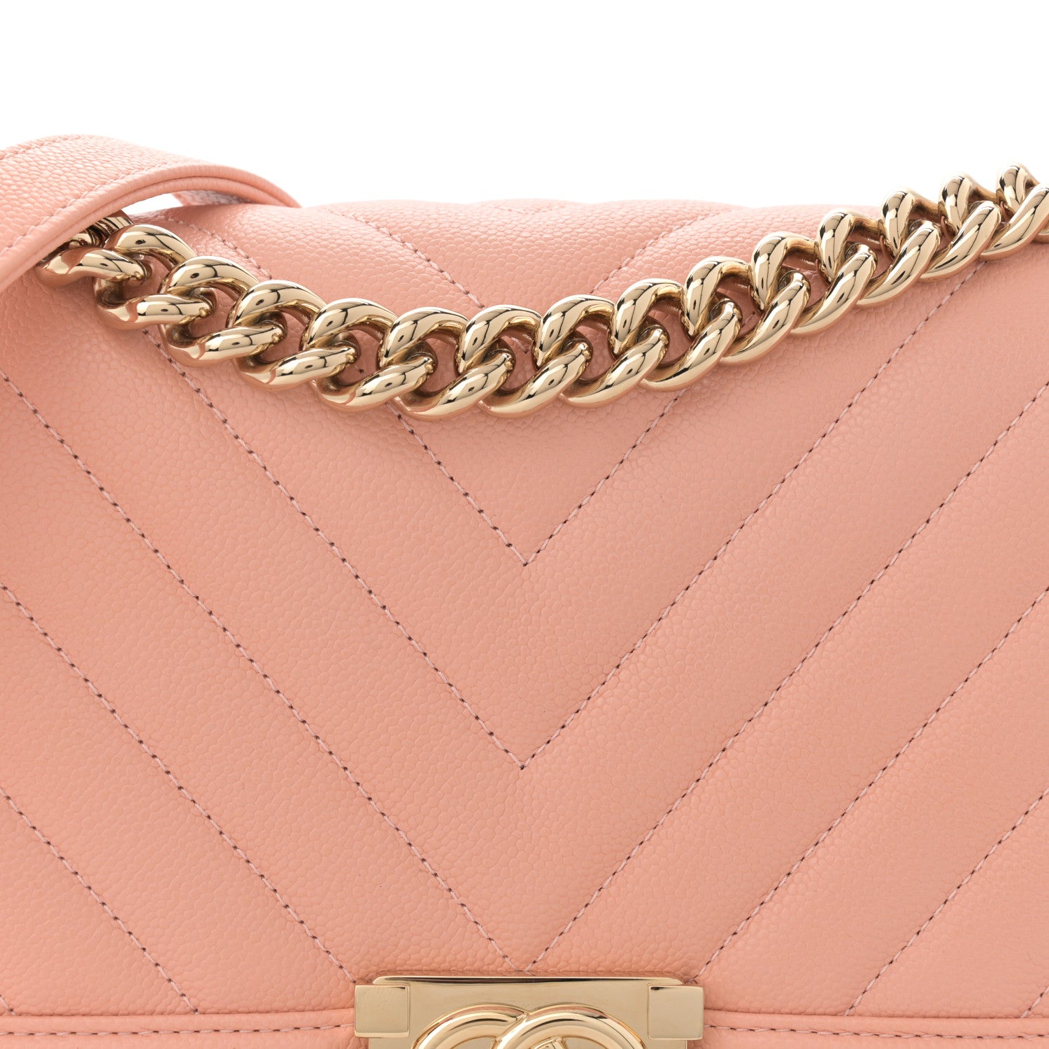 Chanel Caviar Chevron Quilted Medium Boy Flap Light Pink 8 of 11