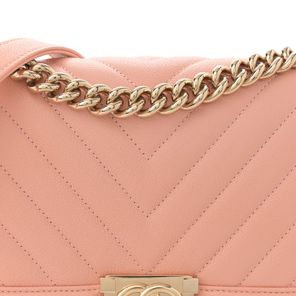 Chanel Caviar Chevron Quilted Medium Boy Flap Light Pink 8 of 11