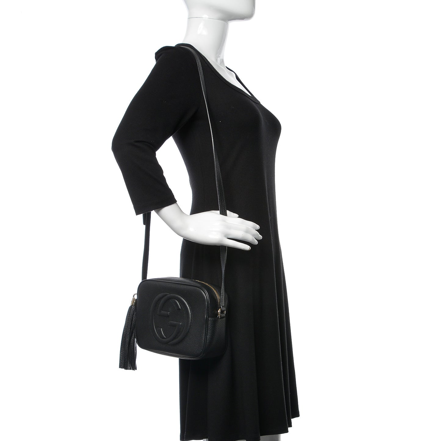Pebbled Calfskin Small Soho Disco Bag Black