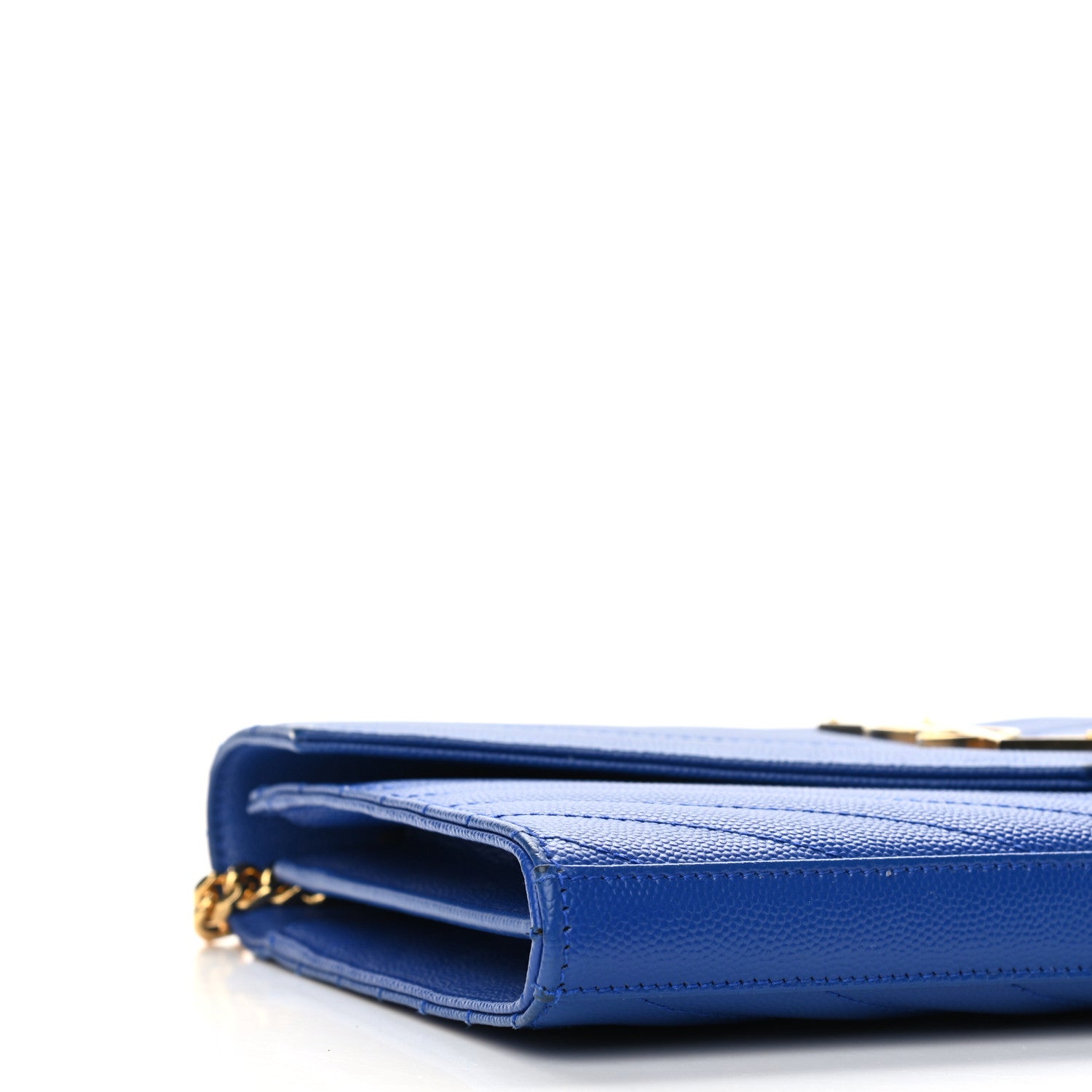 Saint Laurent Grain De Poudre Matelasse Chevron Monogram Chain Wallet Blue Majorelle 7 of 12
