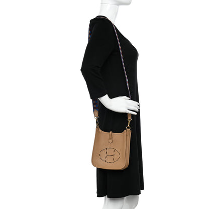 Hermes Taurillon Clemence Maxi Quadrille Evelyne TPM Chai Bleu Rouge H Bleu Saphir 2 of 11