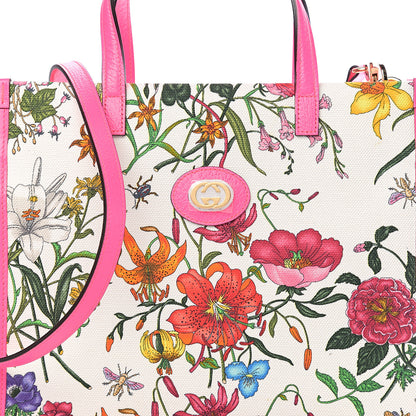 Gucci Canvas Medium Flora Tote Fuchsia 7 of 9