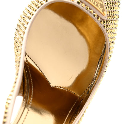 Prada Satin Crystal Triangle Logo 85mm Slingback Pumps 39 Platino 8 of 14