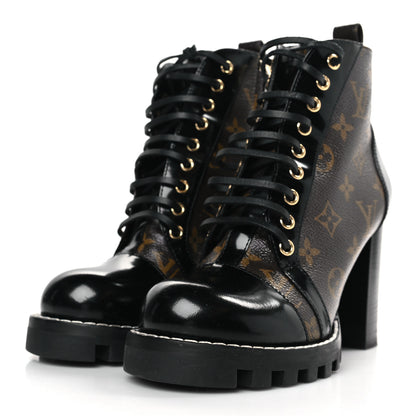 Louis Vuitton Patent Calfskin Monogram Star Trail Ankle Boots 38.5 Black 3 of 9