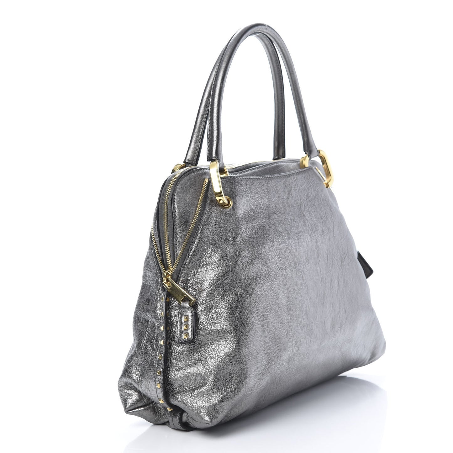 Metallic Calfskin Paradise Rio Tote Silver