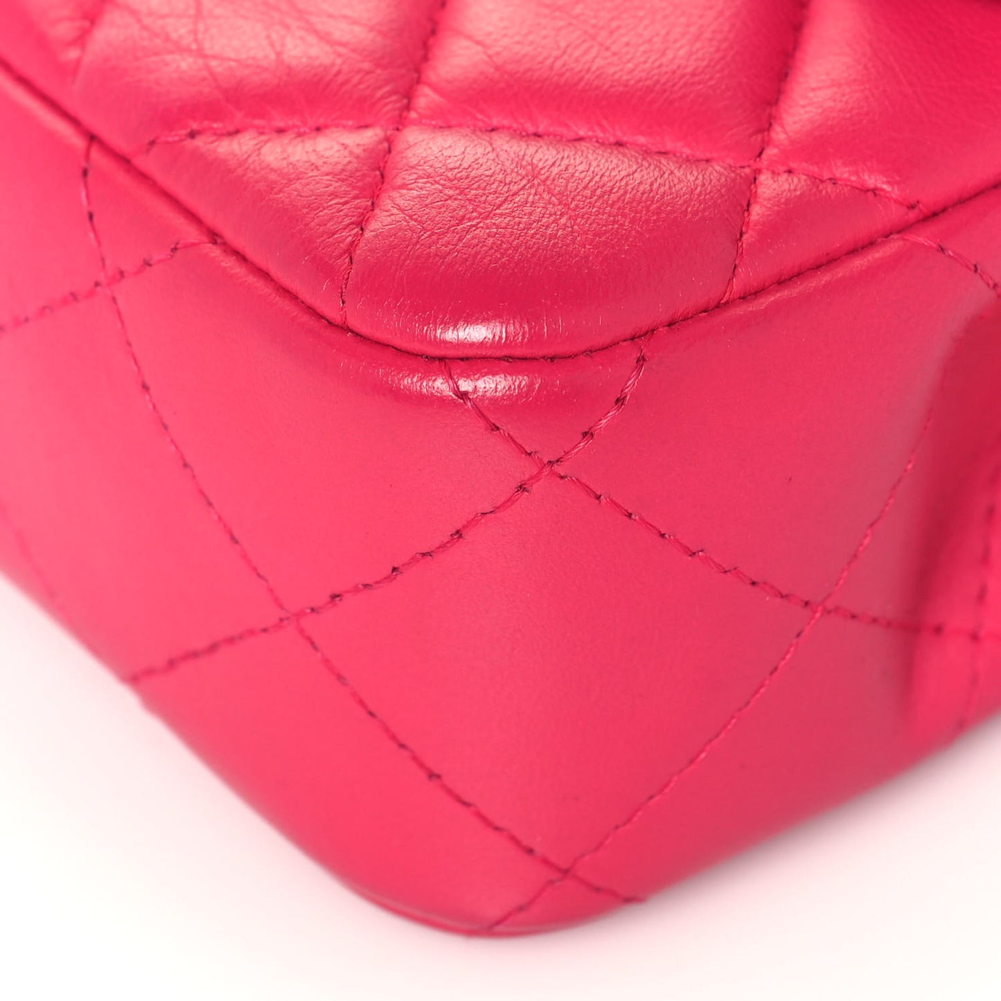 Lambskin Quilted Extra Mini Rectangular Flap Pink
