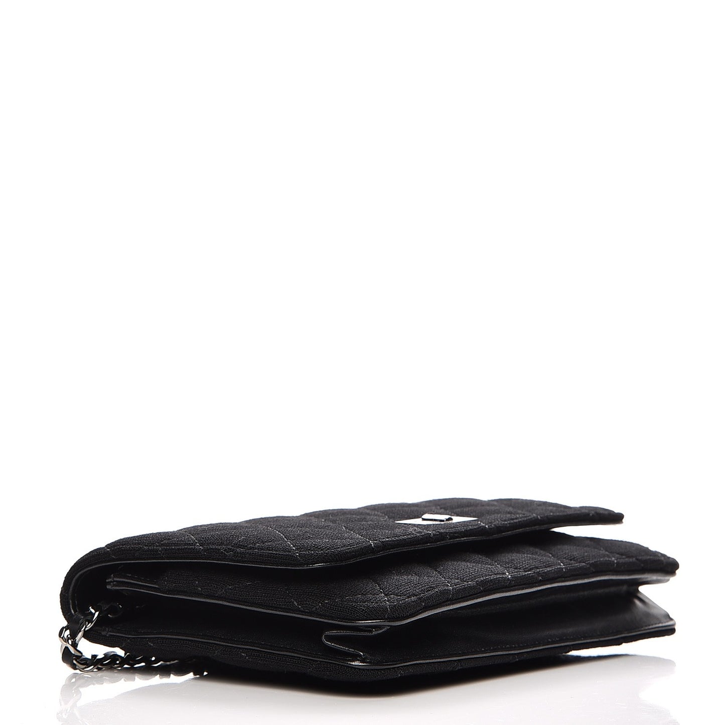 Jersey Quilted Reissue Wallet On Chain WOC Black