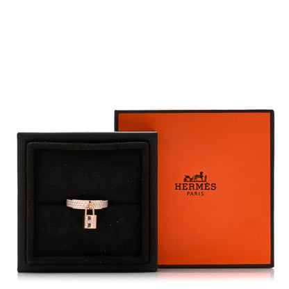Hermes 18K Rose Gold Diamond MM Kelly Clochette Ring 54 7 5 of 5
