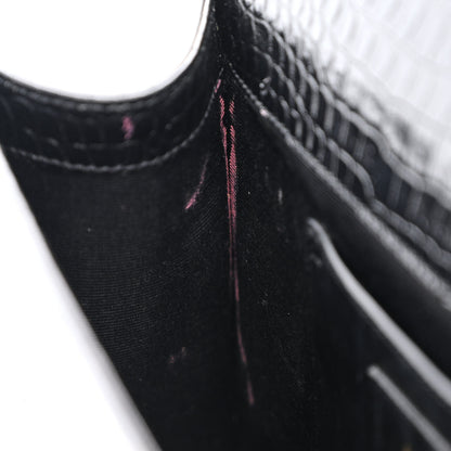 Saint Laurent Calfskin Crocodile Embossed Medium Classic Monogram Kate Tassel Satchel Black 8 of 13