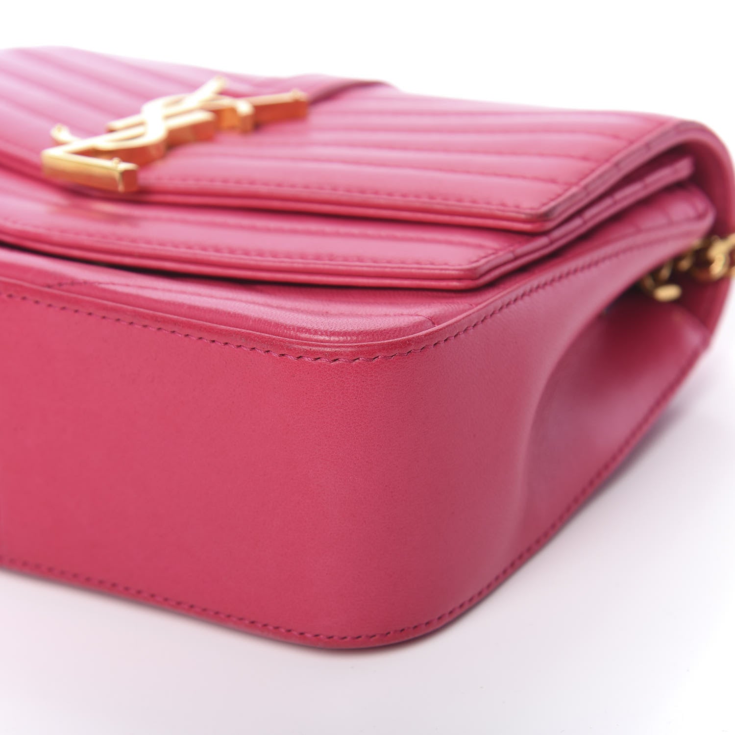 Saint Laurent Lambskin Matelasse Chevron Monogram Small Sulpice Bag Fuchsia 9 of 10