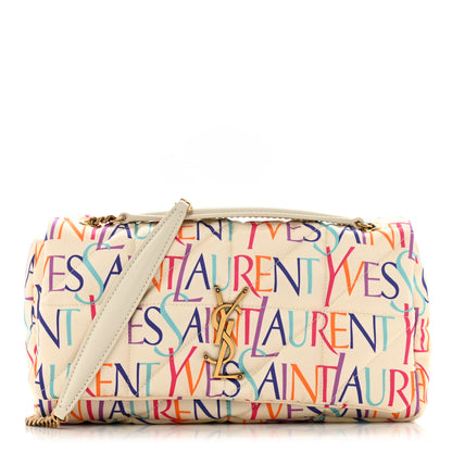 Saint Laurent Silk Carre Rive Gauche Print Patchwork Monogram Medium Jamie Multicolor White 1 of 12